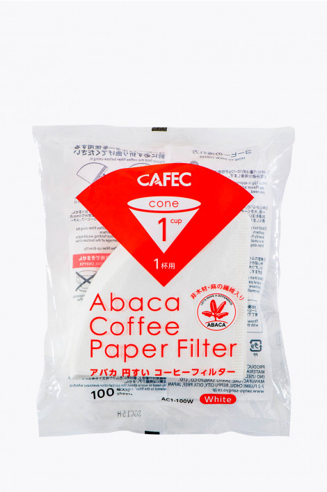 Cafec Abaca Papierfilter für 1 Tasse (Weiß), 100 Stück/Pck.