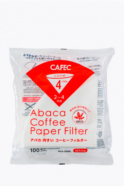 Cafec Abaca Papierfilter für 4 Tassen (Weiß), 100 Stück/Pck.