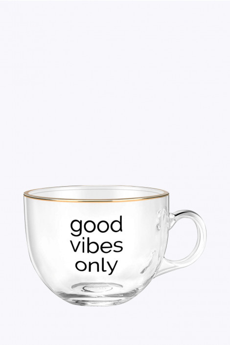 COFFEE LOVER Good Vibes Only Glastasse mit Goldrand