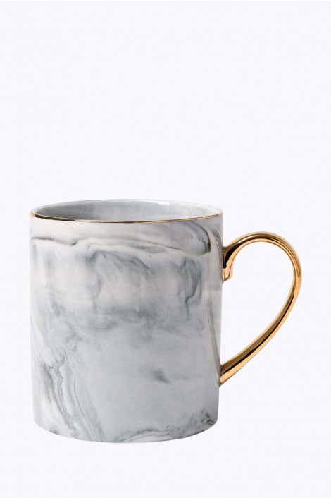 COFFEE LOVER Marmor Tasse goldener Henkel grau