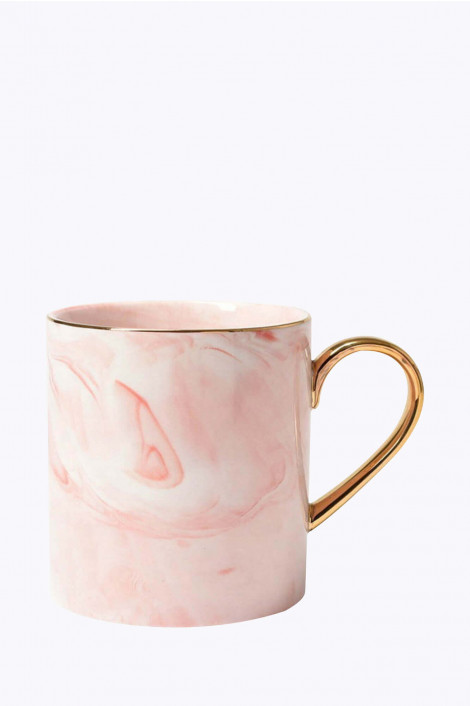 COFFEE LOVER Marmor Tasse goldener Henkel rosa