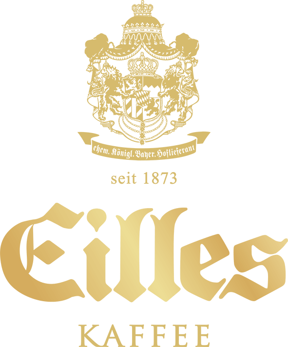 Eilles Kaffee Logo in goldener Schrift mit weißem Hintergrund Eilles Kaffee Logo in goldener Schrift mit weißem Hintergrund