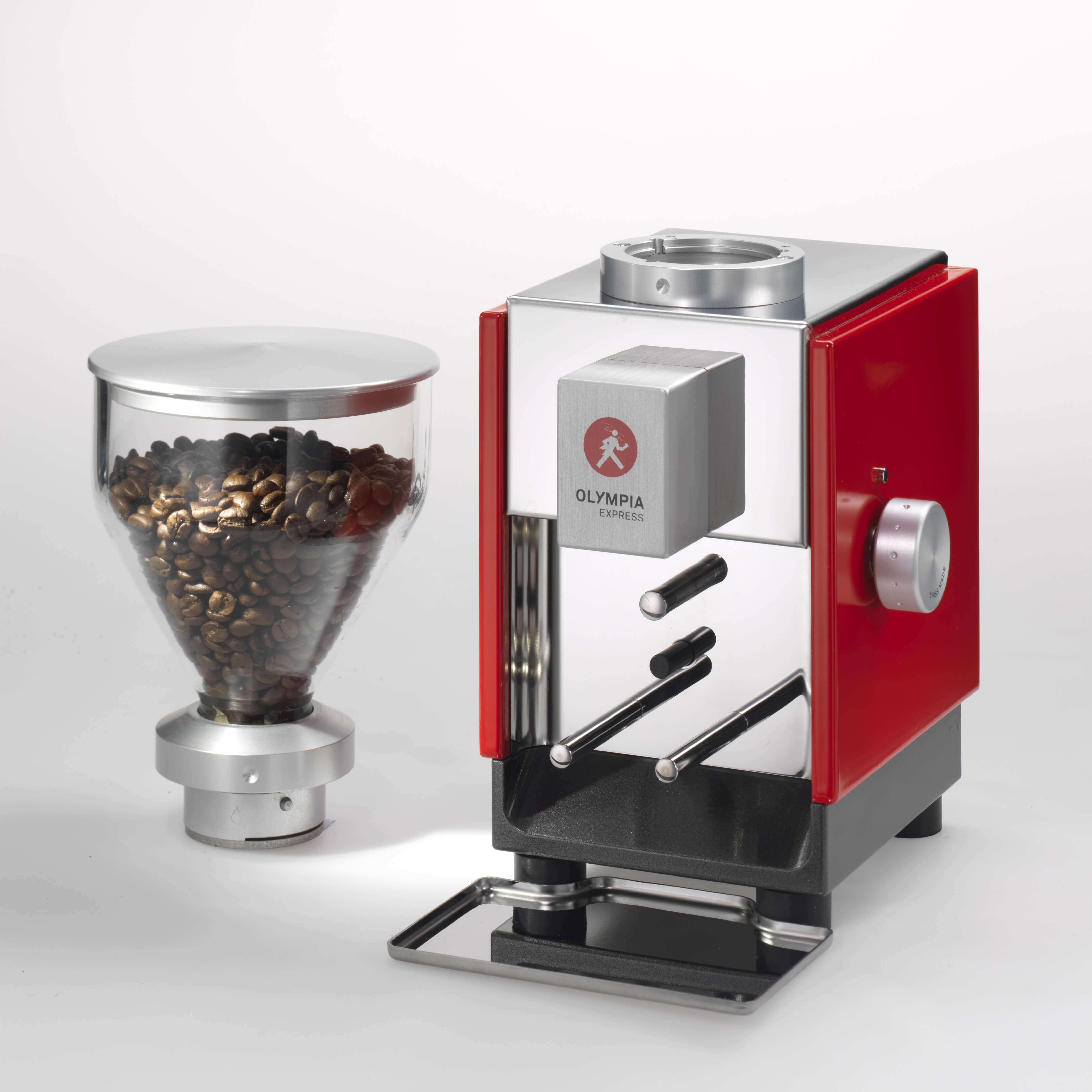 Espressomühle Olympia Express in der Farbe rot