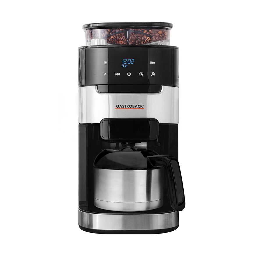 Gastroback Grind und Brew Pro Thermo mit Kaffeebohnen