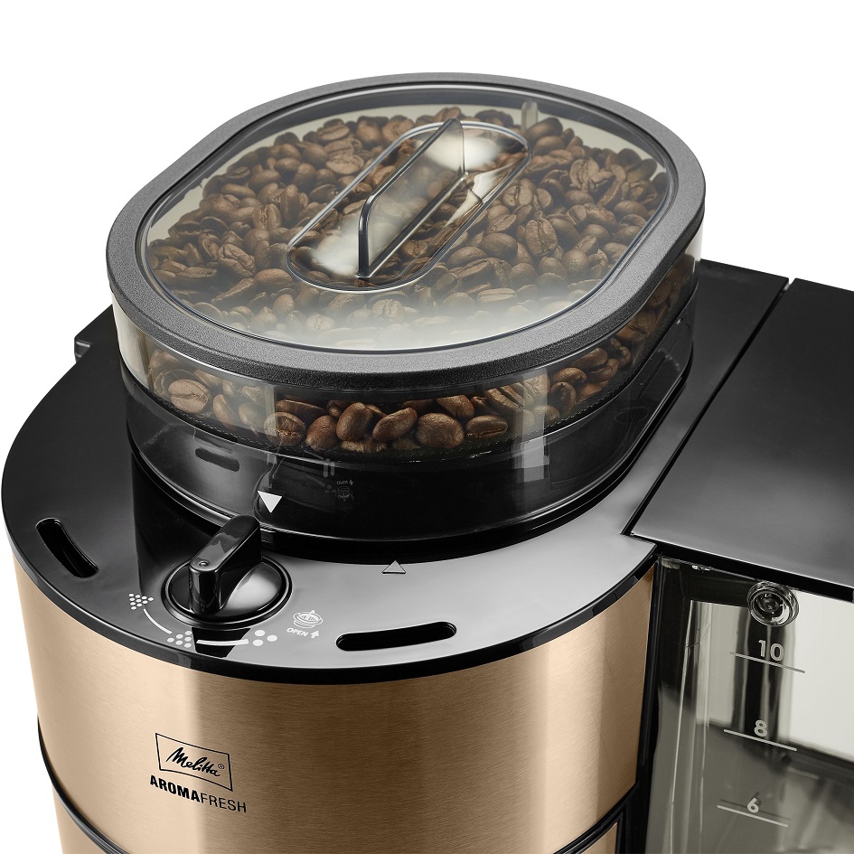 Melitta Aromafresh Kupfer Closeup Bohnen