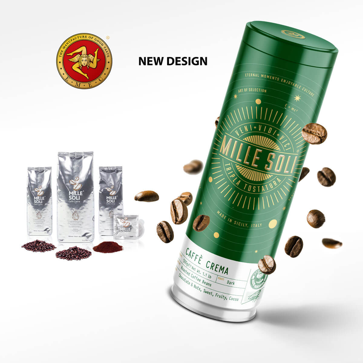 MILLE SOLI Caffè Crema Rebranding altes und neues Design