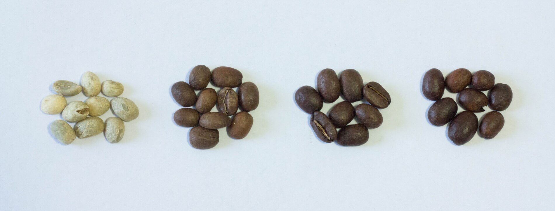Kaffeeröstungen in drei Röstgraden: hell, mittel und dunkel
